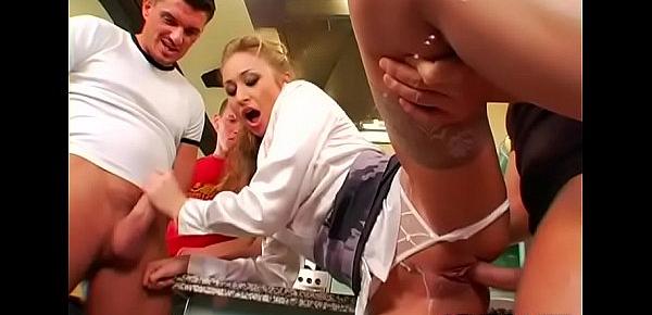  Hardcore time for cock-hungry harlots with twat full of meat